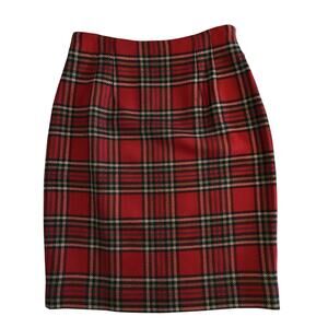 Vtg Wool Cashmere Skirt Ellen Tracy Linda Size Small 6 Tartan Plaid 22”L Suit